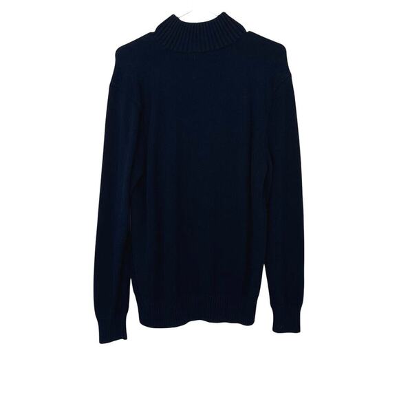 Polo Ralph Lauren Button Up Collar Knit Sweater Size L Navy Blue 100% Cotton - Picture 2 of 7